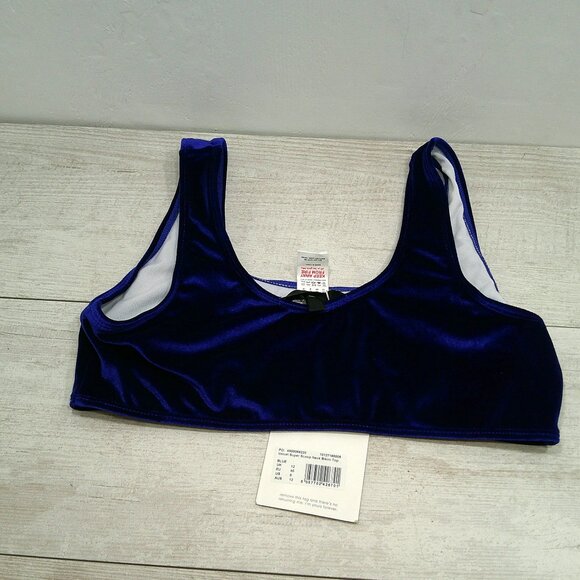 NWT Deep Blue Velvet High Leg Brief Bottoms | Scoop Neck Bikini Top Size 8 - Picture 4 of 7